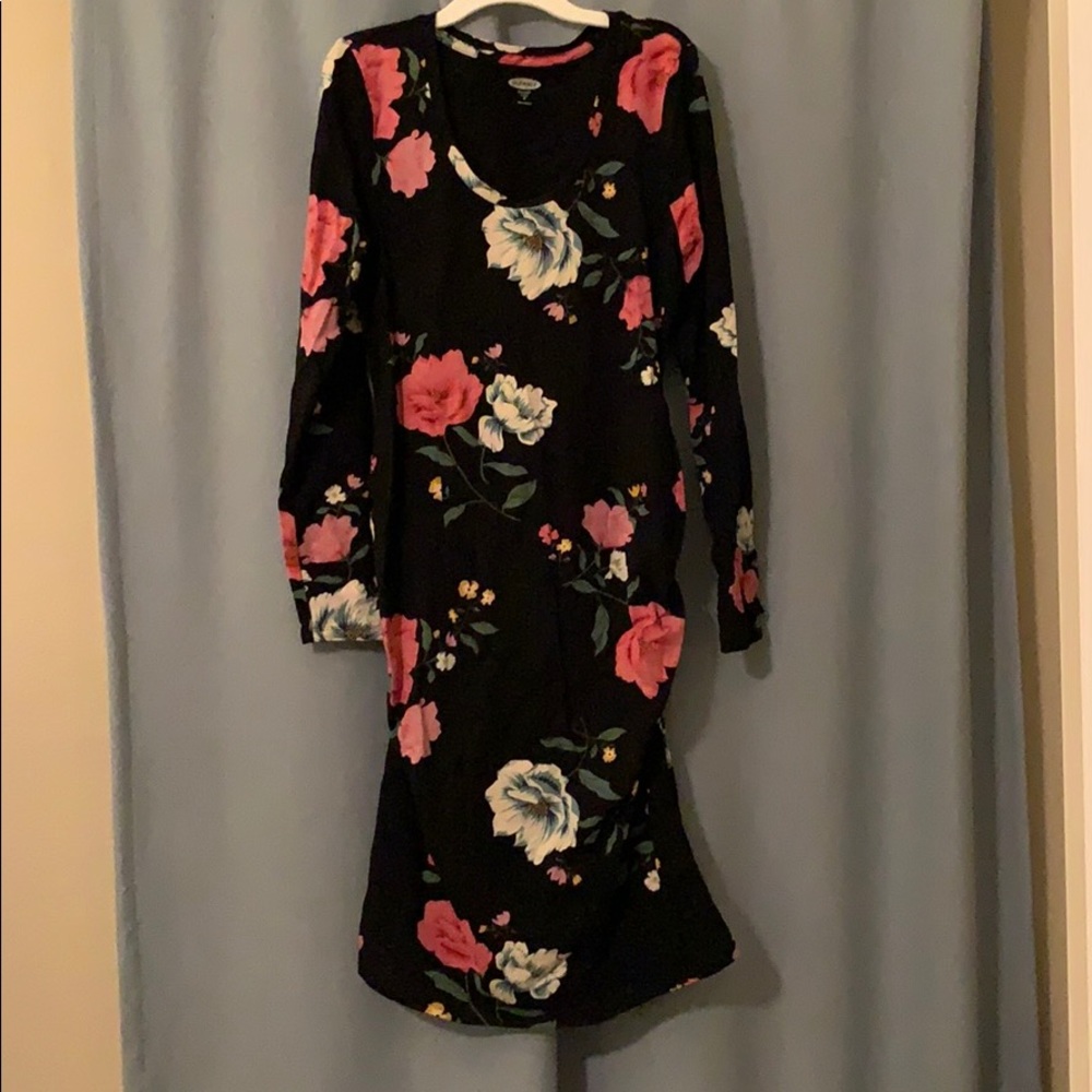 Old Navy Maternity midi fitted floral dress SZ M